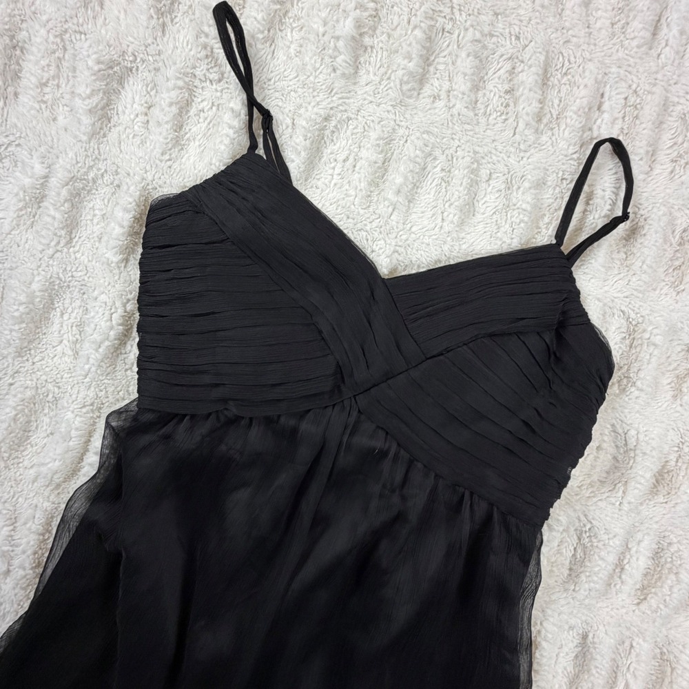BHLDN Anthropologie Black Pleated Maxi Dress Bridesmaid Formal Gown Small